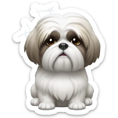 Shih tzu frowning with a storm cloud over his head sticker