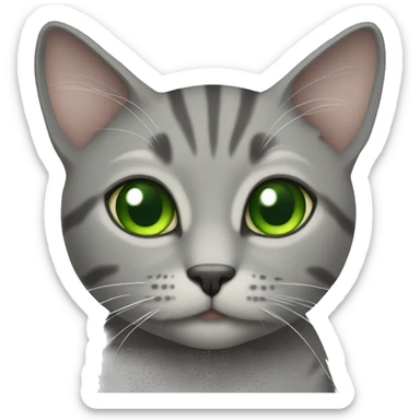 Gray Taby Cat with green eyes sticker