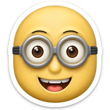 Minion emoji with a round head like normal emojis and a smurk 😏 sticker