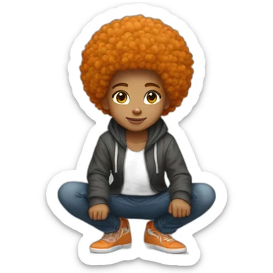 Light skin afro Orangehair squatting sticker