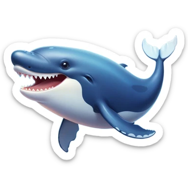 Cinematic Comical Humpback Whale Portrait Emoji, Head tilted dramatically with an exaggeratedly shocked expression, featuring a massive yet graceful body with wide, comically expressive eyes full of playful disbelief and animated pectoral fins, Simplified yet hilariously expressive features, highly detailed, glowing with a slightly sassy oceanic glow, high shine, dramatic yet playful, stylized with an air of cheeky marine mischief, soft glowing outline, capturing the essence of a meme-worthy humpback whale that looks ready to make waves with its hilariously dramatic antics! sticker