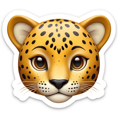 Cinematic Cute Jaguar Portrait Emoji, Head tilted playfully and inquisitively, with a smooth, agile form accented by delicate spotted patterns and round, sparkling eyes full of charm, Simplified yet irresistibly adorable features, highly detailed, glowing with a warm, inviting wild glow, high shine, affectionate and lively, stylized with a touch of whimsical feline grace, soft glowing outline, capturing the essence of a mischievous yet loving jaguar that feels like it could pounce out of the screen into your arms! sticker