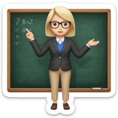teacher  with a blackboard in the background, full body sticker