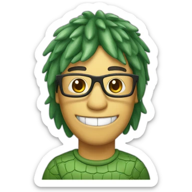 crocodile wearing a bob wig sticker