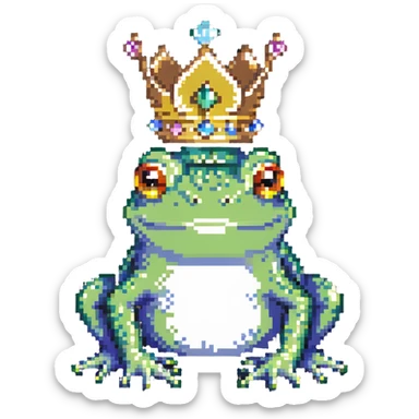 royal frog with jeweled crown sticker