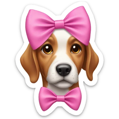 Dog with pink bow on head sticker