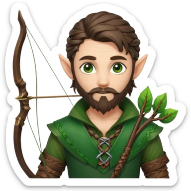 Forest elf with braided beard and bow sticker