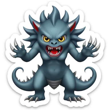 dark angry siren monster, full body sticker