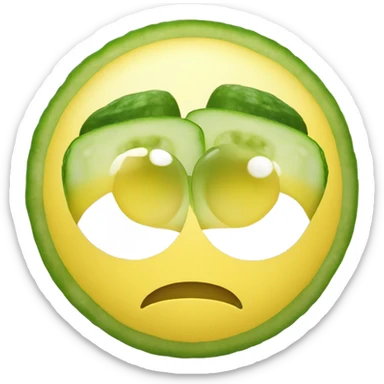 Yellow smiley face with the cucumbers on eyes sticker
