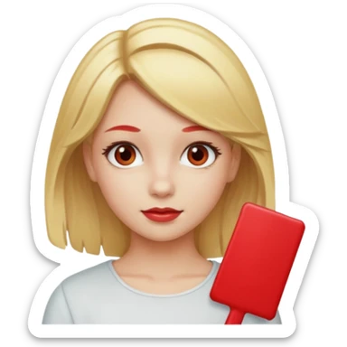  girl with blonde hair and red color hairclip sticker