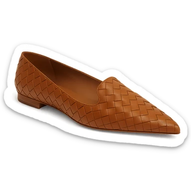 Bottega Veneta flat shoe, elegant, woven leather, understated luxury, fashion-forward design sticker