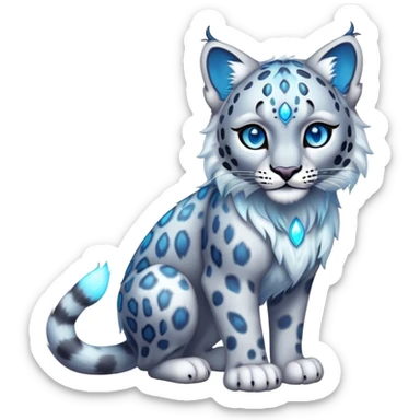 Cute cool edgy Colorful vibrant transparent iridescent luminescent ethereal fantasy-lynx-snow-leopard-animal, full-body sticker