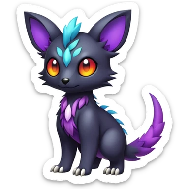 Cute cool colorful dark fantasy animal hybrid Fakemon full body sticker