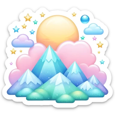Pastel divine celestial glistening glossy sparkly shiny glittery scenery  sticker