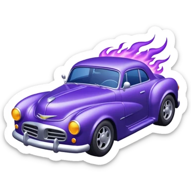 Purple car drifting with navy blue flames coming out of the rear tires. sticker
