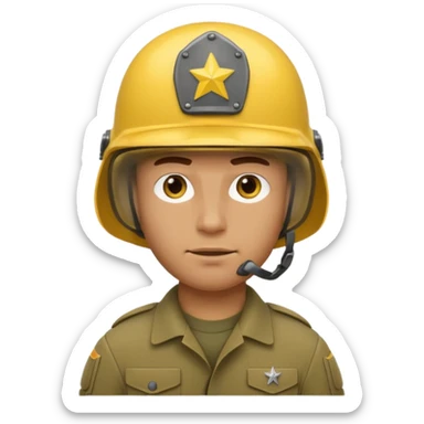 Soldier just face generic yellow with helmet no insignia sticker