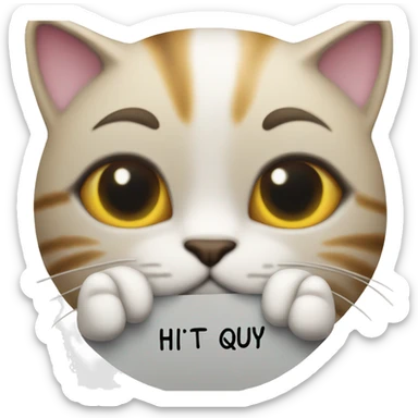 cute cat holding a sign with the inscription “HI” sticker