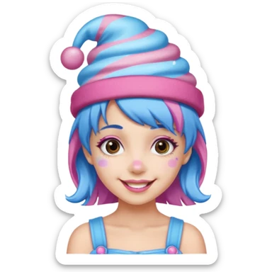 candy hatted girl from candyland blue pink mixed hair sticker
