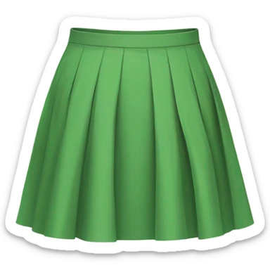 Realistic A-line high waisted green pleated skirt, isolated sticker