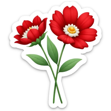 One red flower and one white flower in bouquet sticker