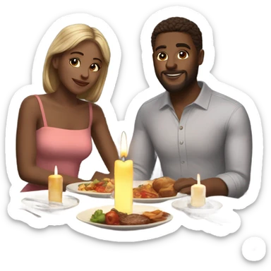 Create a hyper Realistic Romantic candlelit dinner date sticker