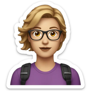 30 year old white woman short light brown hair with a bike helmet and glasses sticker