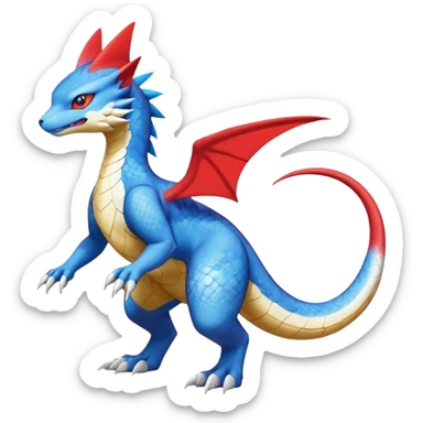 Gabite-Veemon-Digimon-Latias-Peppercat-Pokémon-Flamedramon-fusion-animal-hybrid-creature, Full body  sticker