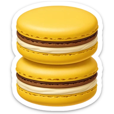 a single of yellow macaron with brown cream



















 sticker