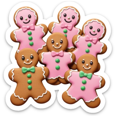christmas gingerbreads pastel pink sticker