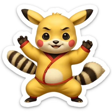 Pickachu with Kung fu panda po sticker