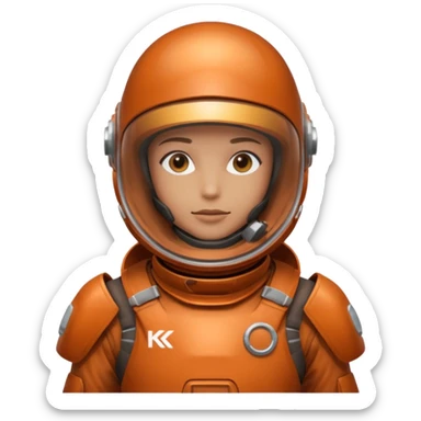 rust full kit protective suit helmet and gear chest up with subtle Y2K aesthetic glossy metallic futuristic style sticker