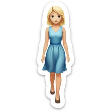 back of blonde woman stands In front at a crossroads between two paths—one illuminated, the other in shadow... scary and sunlight ...she walks the light path  sticker