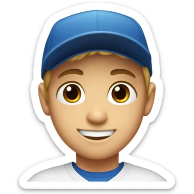 smiling blue eyed boy in baseball cap sticker