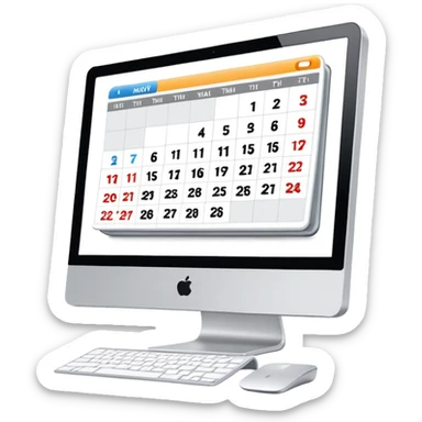 calendar and booking icons on iMac monitor sticker