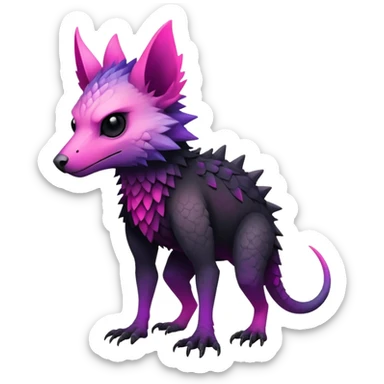 Cool Edgy Black-pink-purple-gradient badass Trico-animal-creature full bodyd sticker