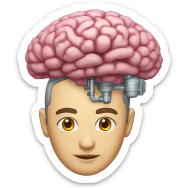 Un cerebro mezclado con una máquina que sea amable sticker