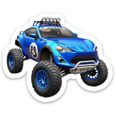 2013 scion fr-s ultramarine off road 4wd monster Baja dessert stadium racer number 86 with large mirror chrome wheels and long travel suspension  sticker