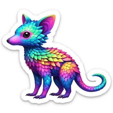Colorful neon-colored tropical exotic shiny beautiful fantasy-Trico-Cacomistle-oncilla-animal-hybrid (full body) sticker