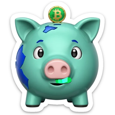 with piggybank with crypto  sticker