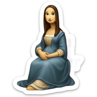 front view full body curvy caucasian beauty mona lisa sitting straight sticker
