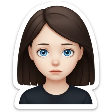 sad brunette blue eyed girl  sticker