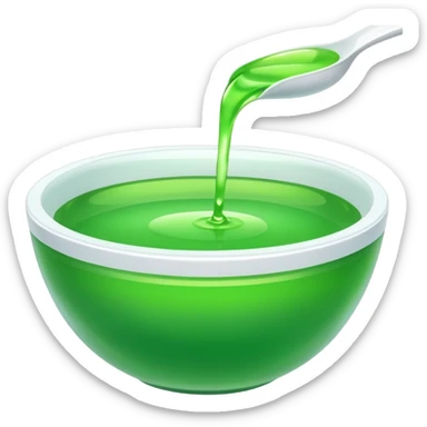white bowl of green liquid, vibrant, simple, clear sticker