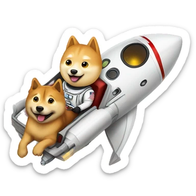 elon musk and doge riding a rocket to mars sticker
