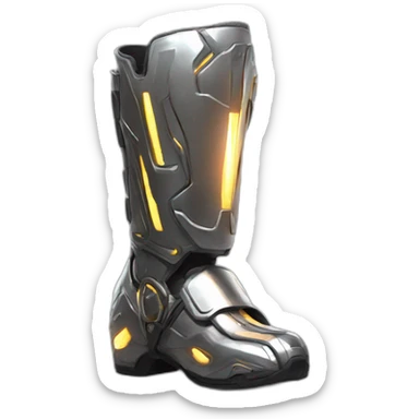 futuristic armored Omega Energy boots radiating omega energy sticker
