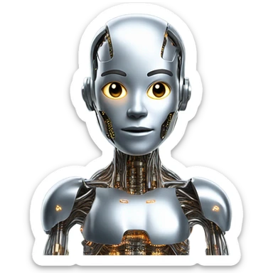 friendly cyborg computing data sticker