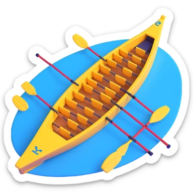 yellow eight-person Olympic rowing boat, top view sticker