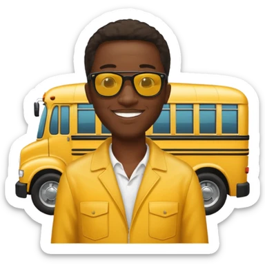 a school bus with a jamaican man saying bomboclat sticker