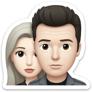 Gray picture of Rick Astley ( along with the background ) with Selene Delgado’s face sticker