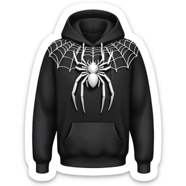 black hoodie with a web with no spider on it sticker