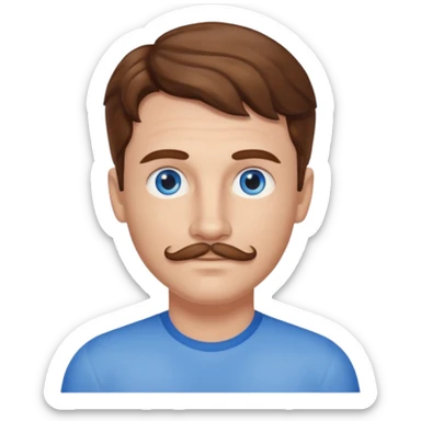 Benson Boone (b.2002) blue eyes, brown wavy hair and thin mustache sticker